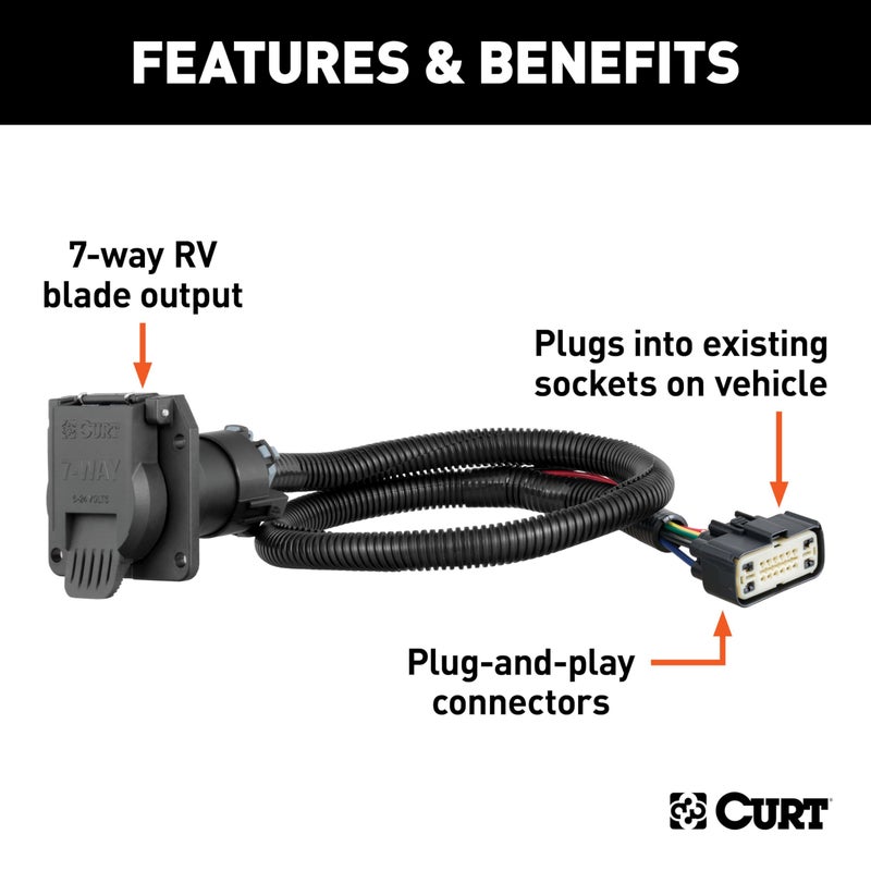 CURT 56393 Vehicle-Side Custom RV Blade 7-Pin Trailer Wiring Harness, Fits Select Chevrolet Traverse, Buick Enclave - Image 2